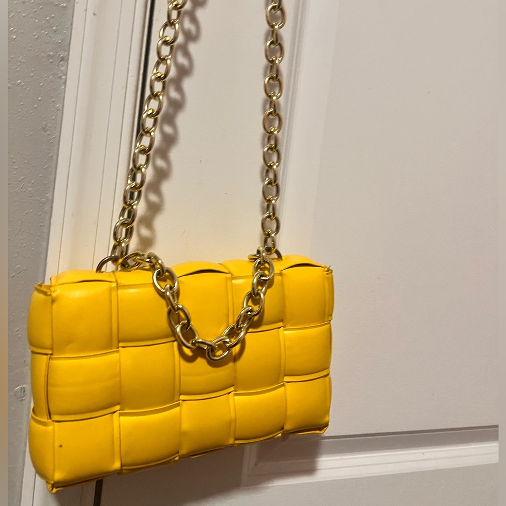 Yellow quilted purse